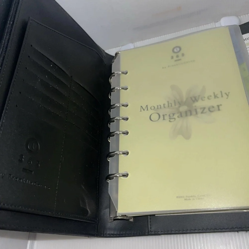 Vintage 2002 Franklin Covey 365 Organizer Planner 7 Ring Binder 10 X 7.5” Black